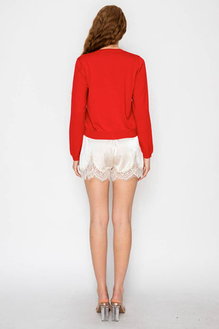 Satin Lace Trim Lounge Shorts