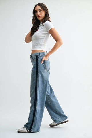 Tuxedo Sweat Pants Jeans - Mid-rise