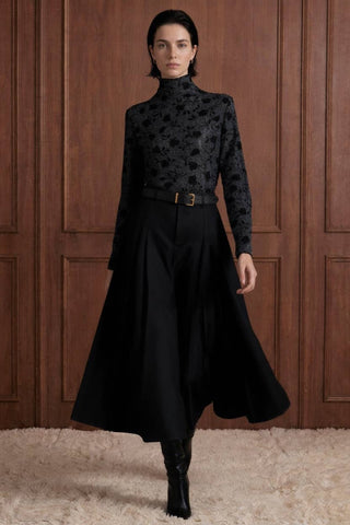 Belted Woven A-Line Maxi Skirt