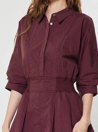Bordeaux Flared Shirt Dress