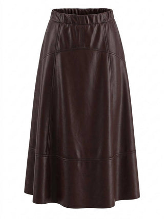 Faux Leather A-Line Midi Skirt