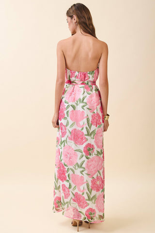 Peony Palm Dress with Convertible Scarf