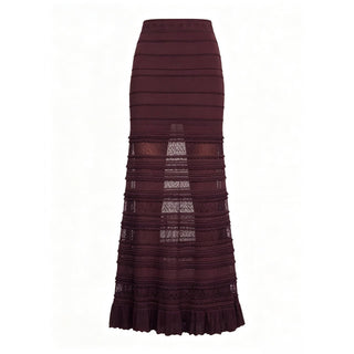 The Varenna Set - Lace Knit Cropped Top and Openwork Maxi Skirt