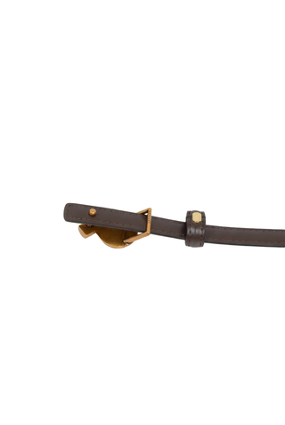 Slim Leather Belt with Knot Buckle and Polished Gold Detail