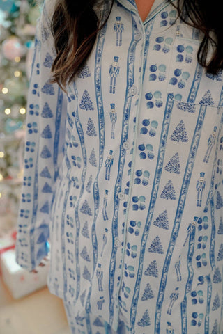 Blue Christmas - Long Nutcracker Pajamas Set