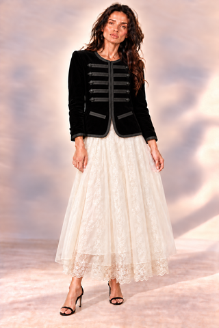 Layered Lace And Tulle Maxi Skirt