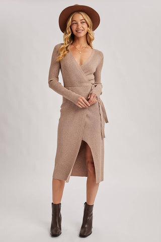 Haven Wrap Ribbed Knit Midi Dress