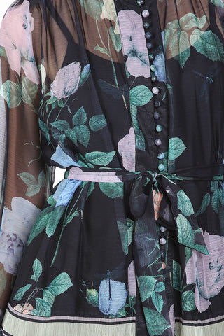 Midnight Bloom Chiffon Dress