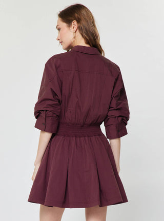 Bordeaux Flared Shirt Dress