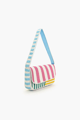 Candy Stripes Embelished Shoulder Bag
