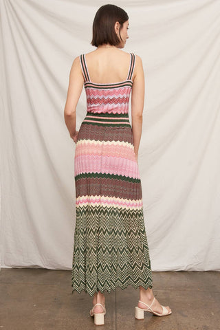 Marsai Chevron Knit Maxi Dress with Scalloped Hem
