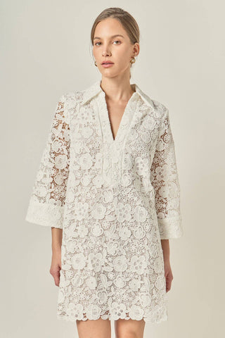 Guipure Lace Mini Dress