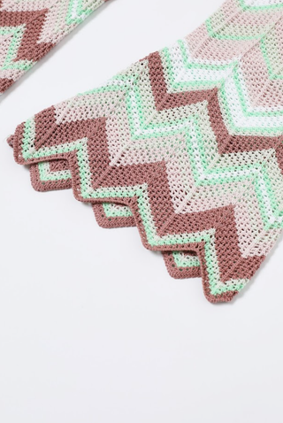 Rosé Riviera Knit Set - Geometric Pattern Knit Cardigan & Pants Set
