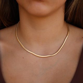 Gold Herringbone Chain Necklace - Gold Filled 4mm