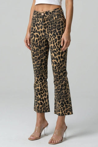 Wild Side Leopard Kick Flare Jeans