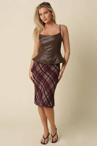 Stacy Faux Leather Peplum Top