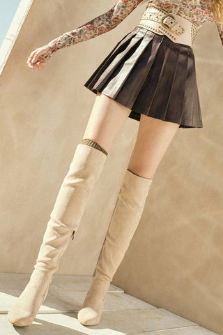 Faux Leather Pleated Mini Skirt