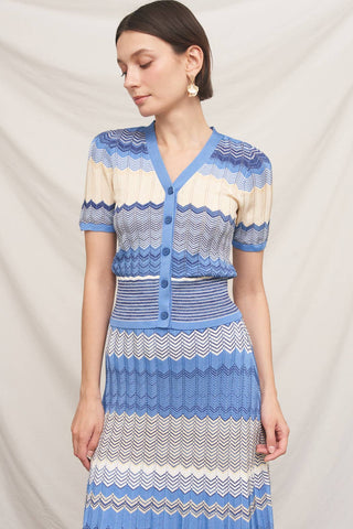 Bellagio Blue Sky Chevron Pointelle Knit Set