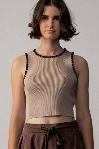 Scalloped Ribbed Knit Crop Top