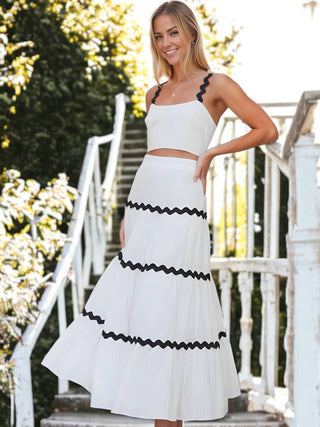 Capri Two-Piece Set with Ruffle Skirt and Cropped Top