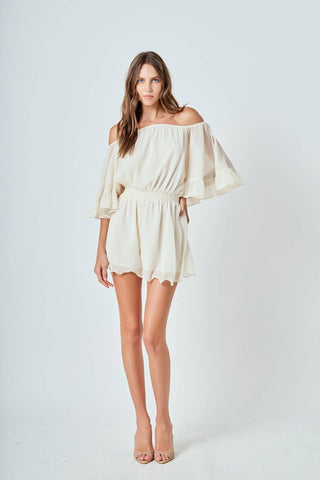 Ruffled Sleeve Romper