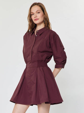 Bordeaux Flared Shirt Dress