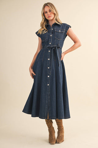 Iris Denim Button Down Midi Dress