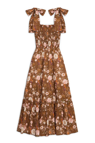Autumn Palms Dress | Brown Chinoiserie