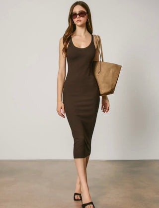 Jessie Ribbed Knit Scoop Neck Bodycon Midi Dress