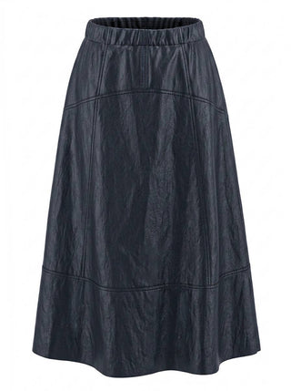 Faux Leather A-Line Midi Skirt