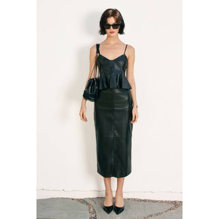Noir Riviera Faux Leather Peplum Top