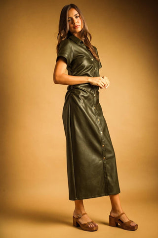Delphine Faux Leather Dress