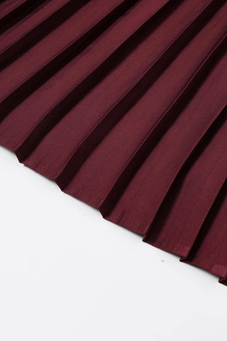 Bordeaux Pleated Faux Leather Skirt