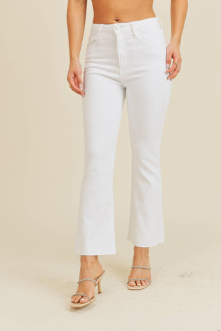 Just Black Optic White Tonal Crop Flare Jeans