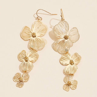 Textured Triple Flower Drop Earrings