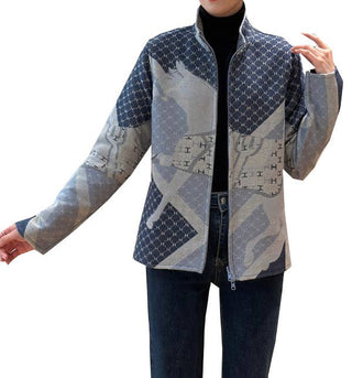 Giddy Up Reversible Zipper Sweater - Blue