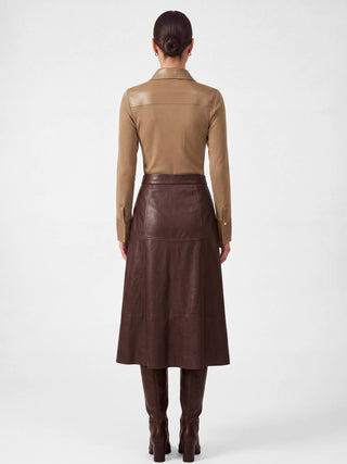 Faux Leather A-Line Midi Skirt