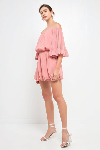 Ruffled Sleeve Romper