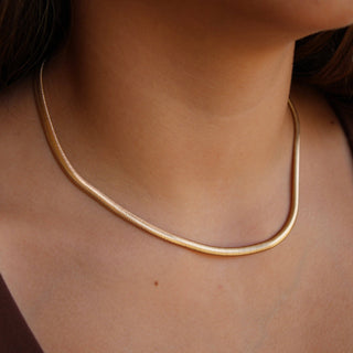 Gold Herringbone Chain Necklace - Gold Filled 4mm