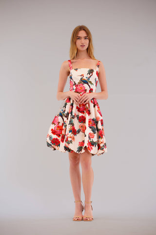 Villa Rosa Printed Dress – front view – Into The Palms boutique