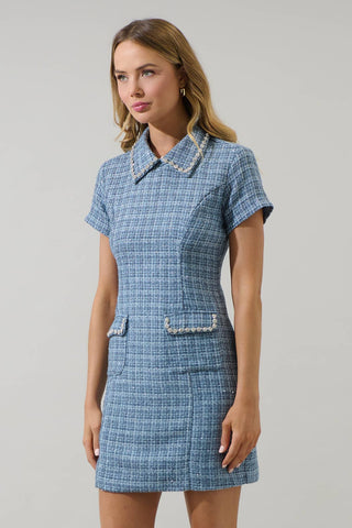 Haley Astery Tweed Collar Mini Dress