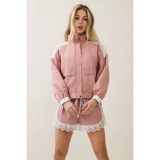 Colette Lace Detail Windbreaker Set in Kelly Green