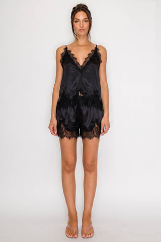 Lace Satin Camisole and Short Set