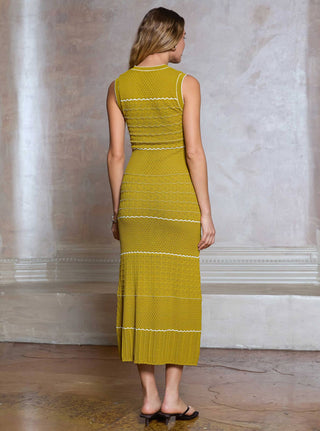 Gold Button Sleeveless Knit Dress
