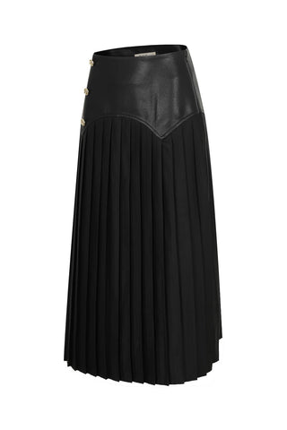 Bordeaux Pleated Faux Leather Skirt