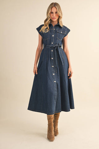 Iris Denim Button Down Midi Dress