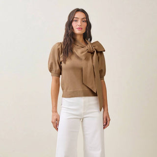 Colette Bow Knit Top – alternate angle – Into The Palms boutique