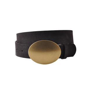 Suede Belt with Horizontal Oval Buckle – view 6 – Into The Palms