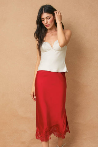 Chateau Satin Lace Skirt