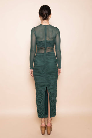 Stolen Moments Mesh Ruched Maxi Dress